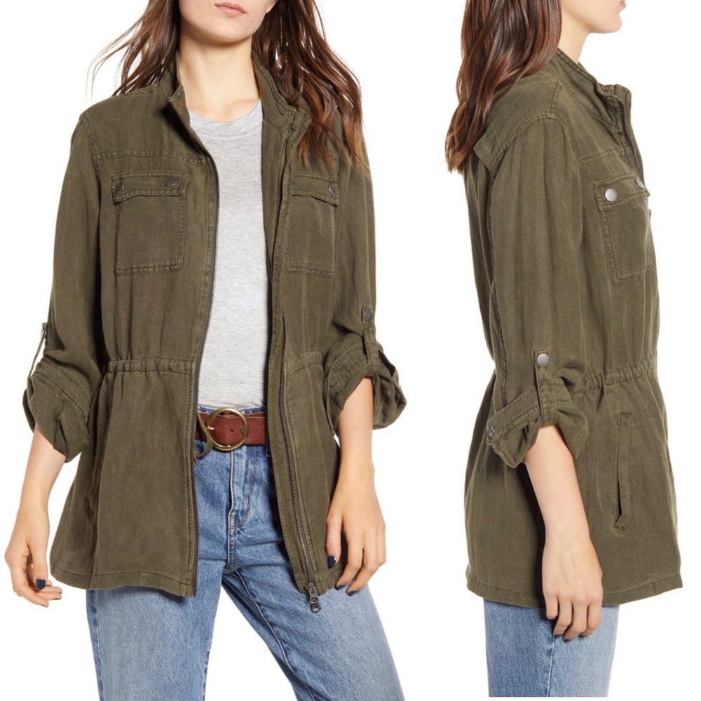 Treasure & Bond Linen Blend Field Jacket Green M